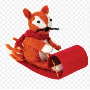Wild Woolies Fox With Toboggan Christmas Ornament